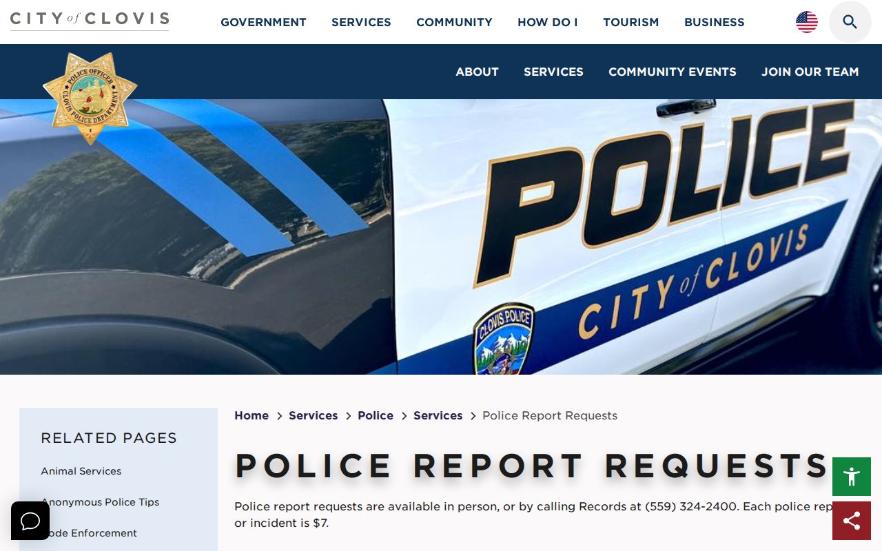 Clovis Police report request access for Clovis arrest records