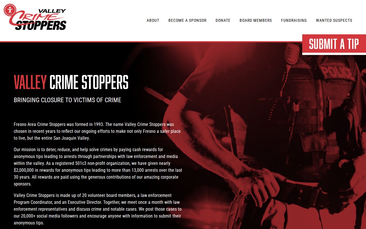 Valley Crime Stoppers Fresno County tip portal